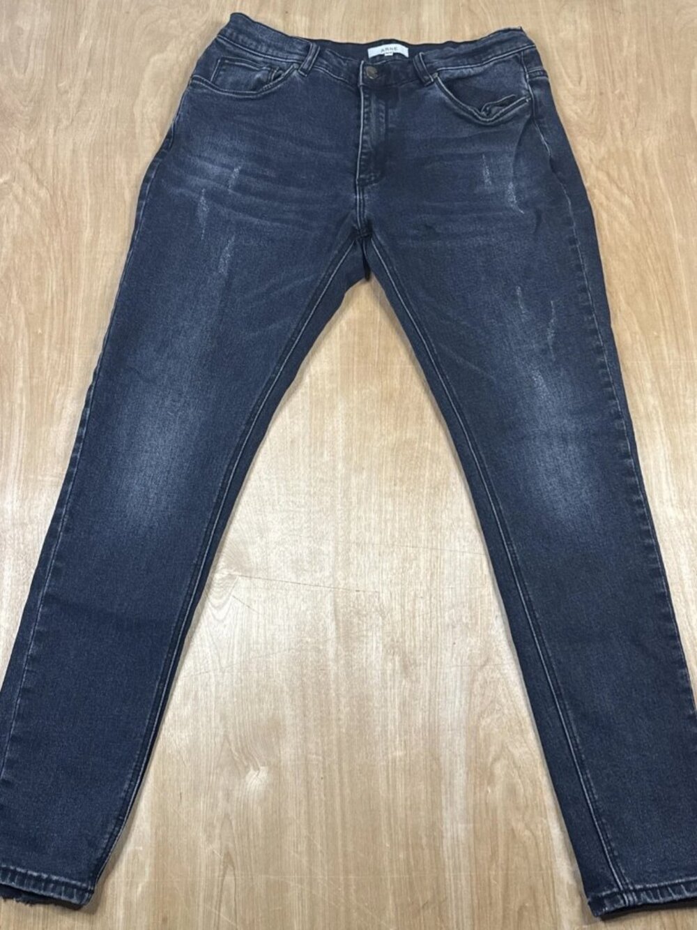 Arne Black Distressed Denim Jeans Size Men’s 32 Regular Skinny Fit